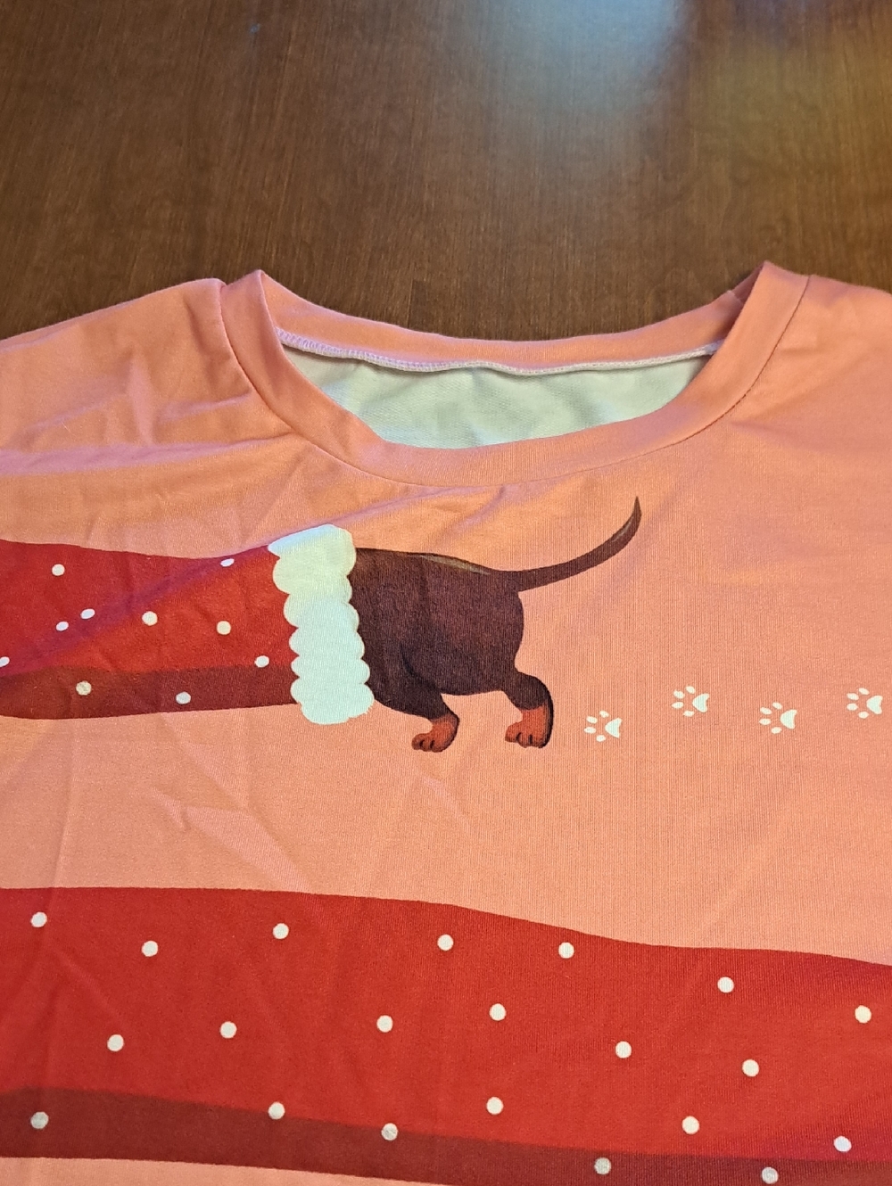 Holiday Dachshund Graphic Sweatshirt - Coral Pink L Ptp 23" - Picture 6 of 6